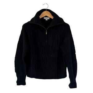 Nili Lotan for Target Black Wool Blend Knit Quarter Zip Sweater Sz XXS
